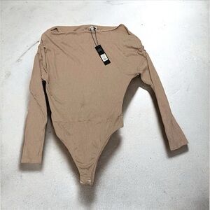 Fashion Nova Tan Long Sleeve Bodysuit